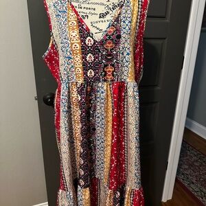 Bohemian Patchwork Sleeveless Dress